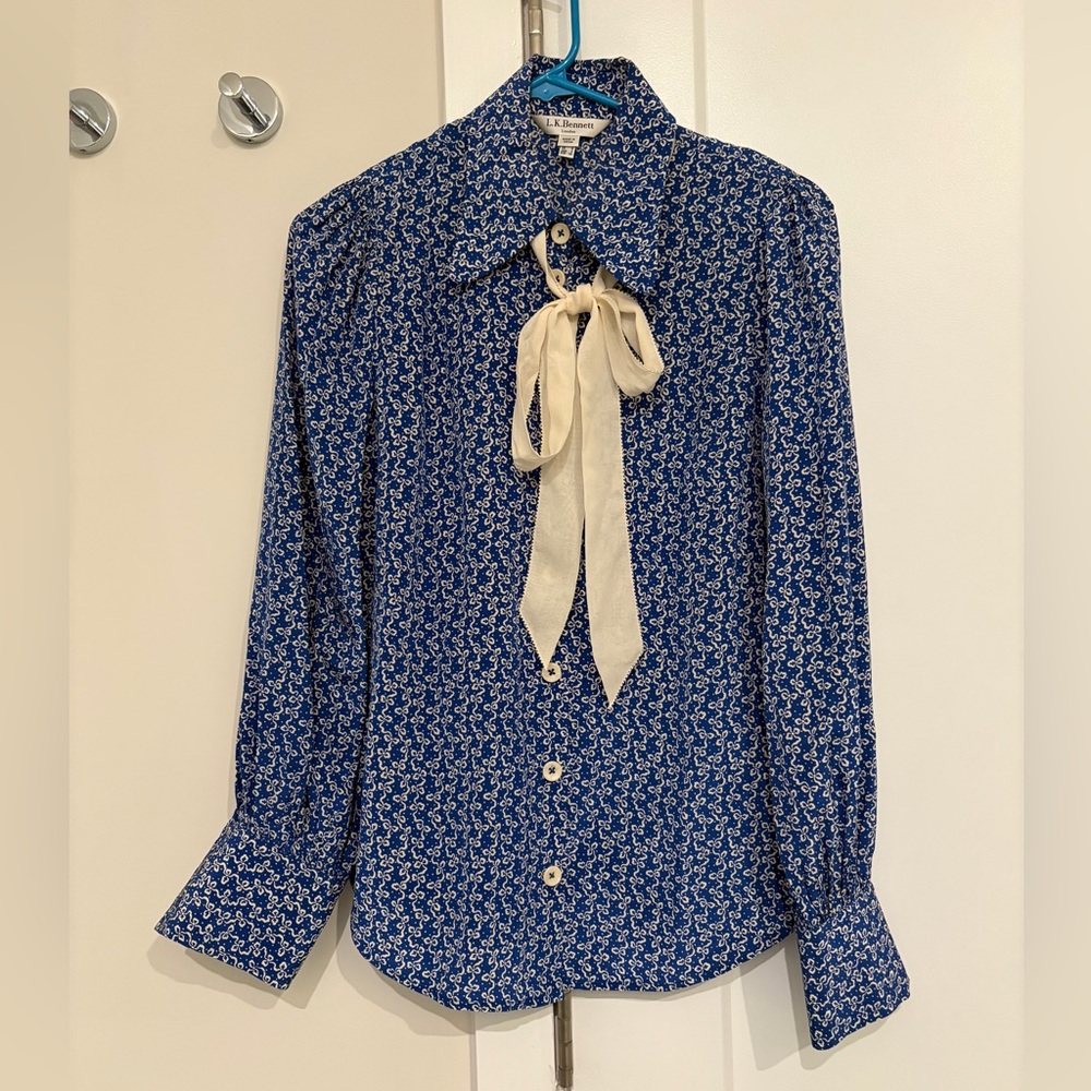 Lk Bennett Mathilde Blue Bow Patterned Women's To… - image 1